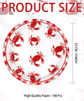 Heavy Duty Crab Boil Paper Plates, 9 Inch Disposable Party Platter Set with crab design for seafood feasts and cookouts.