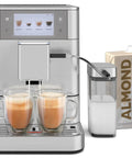 Sleek And Straight Up Fully Automatic Espresso Machine With Removable Bean Hopper One Touch Frothing System Forty Plus Barista Grade Cups Smooth Stainless Steel Housing For Daily Use, making cappuccinos with glass mugs.