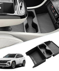 2025 2026 Hyundai Tucson Center Console Organizer Lower Tray With Cup Holder For Limited And Hybrid Models Durable Black ABS Plastic