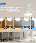 Low Profile 42 Inch Ceiling Fan With Lights Remote Control And Pull Chain Flush Mount Reversible Blades Dimmable LED Five Color Temperature