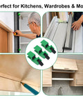No Sweat Scribing Setup For 18Mm Cabinet Panels Three Pack Killer Grips For Kitchen Fillers And Wardrobe Ends, Green clamps in use.