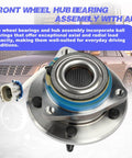 Front Wheel Hub Bearing Assembly with ABS - Single Unit Fits Impala, Monte Carlo, Uplander, Venture, Aurora, Intrigue, Silhouette, DeVille, DTS, Bonneville & More product image with hub close-up against car background.