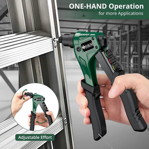 Heavy Duty Pop Rivet Gun Kit Packing 200 Premium Rivets With Four Snappy Quick Swap Interchangeable Heads Designed For No Sweat Metal Bonding And Casual Weekend Shop Jobs