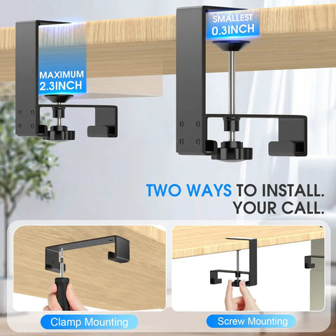 Installation options for 40 Inch Under Desk Cable Management Tray No Drill Cord Organizer With Anti Sag Reinforced Base