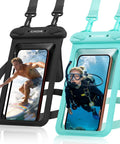 Image of two Waterproof Phone Pouch 2 Pack Up To Eight Point Eight Inches Double Bag IPX8 Case Built For Outdoors.