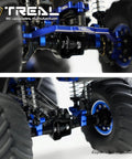Close-up of Overdrive Gear Set 22T And 12T And Underdrive Gear Set 24T And 10T for TRX4M RC Crawler with visible suspension.