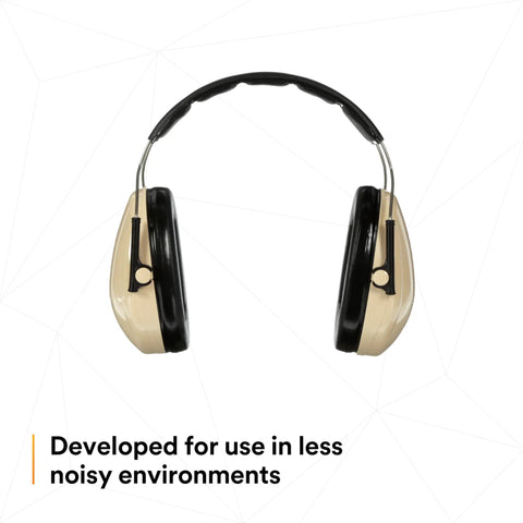 Optime 95 Over The Head Earmuffs For Real Hearing Protection With 21 DB NRR shown in beige tone on a white background