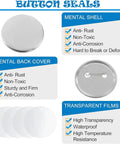 Dope 58mm Button Maker Kit For DIY Badges with metal shells, back covers, and transparent films details with features list.