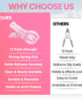 12 Pack Balloon Arch Clips 3.5 Inch Clear Clips for Backdrop Stands, comparison with other clips, showing product benefits.