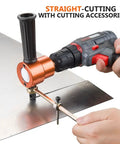 Heavy Duty Dope Double Headed Sheet Metal Nibbler For Straight Curve And Circle Cutting Drill Attachment In Use