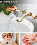 Widespread Bathroom Sink Faucet Wall Mount With Three Holes And Double Handles Solid Brass Lavatory Basin Mixer Tap Antique Brass Finish
