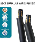 Underground Wire Splice Kit For Romex 14/3 To 8/3 UF Cables Direct Burial 600V Max Waterproof With Heat Shrink Tubing And Connectors
