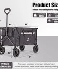 Double decker Folding Collapsible Utility Wagon For Outdoor Hauling With Table Top And Side Pocket 400Lbs Heavy Duty Cart
