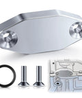 Gen III IV LS Billet Oil Cooler Block Off Plate Silver Finish Seals Oil Pan Prevents Leaks And Delivers Easy Plug And Play Engine Install For LS Builds For Maximum Reliability, aluminum alloy plate with O-ring and screws