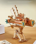 Ultimate 3D Wooden Puzzle Kit For DIYers, Handcrafted Spaceship Model, Steampunk Airship Build With 400 Plus Precision Cut Parts
