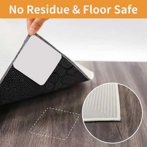 Double Sided Rug Grippers Tape For Hardwood Floors being applied, showcasing no residue and floor safe feature
