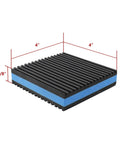 Heavy Duty Blue EVA Anti Vibration Pad Set For HVAC Systems And Appliances, Four Pack, 4 Inch Square 7 Eighths Inch Thick