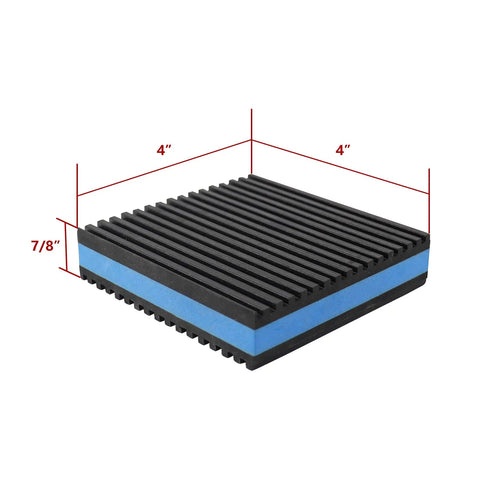 Heavy Duty Blue EVA Anti Vibration Pad Set For HVAC Systems And Appliances, Four Pack, 4 Inch Square 7 Eighths Inch Thick