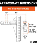 Diagram of Beefy Dual Ball Adjustable Channel Mount For 2-1/2 Inch Receiver Hitches, 20,000 Lb Capacity, Flip Shank options