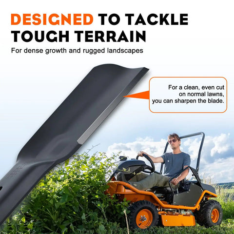 3-Pack High Lift Mower Blades 6-Point Star Set For Cub Cadet ZT1 54 Inch Cutting Deck Lawn Mower, blade on rugged terrain