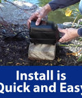 Person installing a diaphragm air pump near a pond for Complete Pond Aeration Kit For Backyard Ponds Up To 3000 Gallons And Four Feet Deep Includes Diaphragm Air Pump Air Line And Submersible Diffuser Stick To Boost Oxygen Circulation Improve Water Quality And Fish Health.
