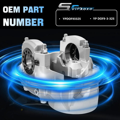 Heavy Duty Electric Coolant Water Pump For Ford 9 Inch Differential Case Replacement YPDOF93325 shiny silver pump with detailed part features