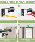 Installation steps of Five Eighth Inch Adjustable Curtain Rod Set, 30 To 90 Inches, Black Splicing Rods For Windows From 30 To 84 Inches