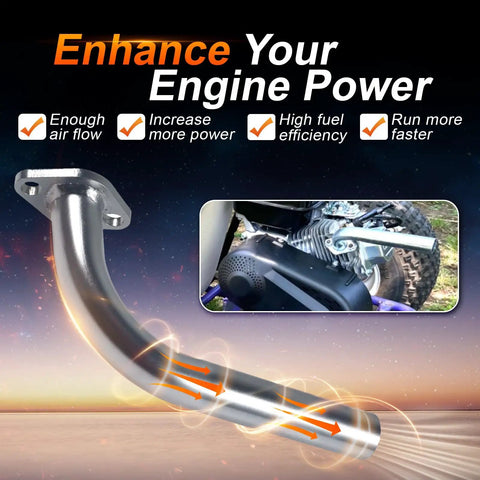 Exhaust Pipe For Coleman CT200U BT200X Mini Bike And GX160 GX200 Go Kart, Predator 196cc 212cc 224cc OHV Clone Engine Compatible