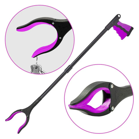 32 Inch Pink Aluminum Foldable Reacher Tool With Magnetic Tip And Strong Grip Long Reach Grabber For Shelves Or Floors Lightweight Trash Picker Claw For Elderly And Everyday Home Use