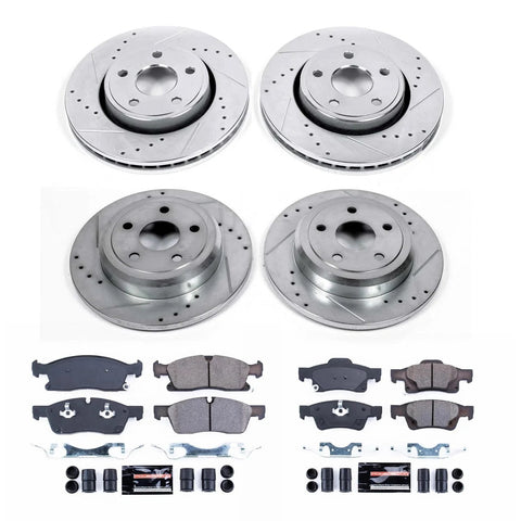 PowerStop drilled and slotted brake rotors with ceramic pads kit for Dodge Durango and Jeep Grand Cherokee (front and rear)