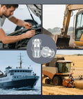 25-Pack Heavy Duty Grease Fittings Kit With M6 Zerk Nipples in use on vehicle, construction, marine, and agricultural machinery.