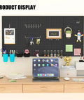 157 Piece Extra Thick Pegboard Hook Set, Heavy Duty Metal Pegboard Organizer with storage bins on a desk display