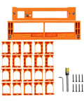Adjustable Concealed Hinge Router Template For Seamless Cabinet Doors And Reusable Woodworking Guides, orange jig with sizing blocks.