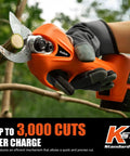 Using Cordless Battery Powered Pruning Shear With Dual 2Ah Batteries Electric Pruner 16.8V on a tree branch