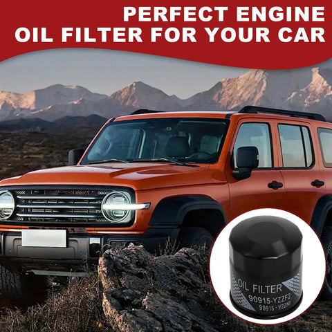 12 Pack Oil Filter Kit With Drain Plug Washers For Toyota Vehicles, SUV in background, filter close-up, text overlay