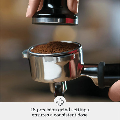 Barista Grade Espresso Machine With Integrated Conical Burr Grinder Bean To Cup Coffee Maker Featuring Manual Steam Wand For Creamy Microfoam And Show Stopping Latte Art In Modern Black Truffle Finish Top Shelf with precision grind settings