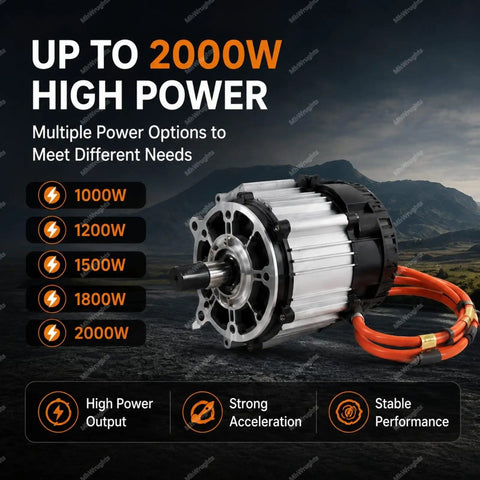 Heavy Duty Differential Brushless Motor With Pure Copper Windings Rolling Heavy And Smashing Throttle When Upgrading Cargo Trikes Or Electric Rickshaws At 4000 Rpm And 2000 Watts, showing close-up of motor parts.