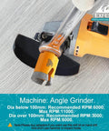 EXFEIN diamond core tile drill bit (1/4, 5/16, 3/8 in) mounted on orange angle grinder