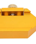 Brass Ruler Positioning Adjuster For Woodworking And Carpentry, locks steel rulers up to 30mm, top view of tool