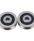 2 Pack Deep V Shaped 6x30x8mm Metal Sealed Bearings For Rail Guides, Pulleys, And Linear Motion Systems, Steel Ball Rolling Wheel Set