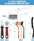 11 Piece V Shaped Grout Cleaning Brush Set with Stiff Bristles Crevice Brushes and Stainless Steel Scraper for bathrooms