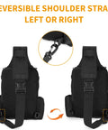 Rugged Tactical Molle Sling Bag With Single Strap For Men EDC Everyday Carry Pack reversible strap feature and clips detail