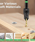 Woodworking Countersink Drill Bit Set, 12 Piece With Dual Flute Bits Sizes 4 6 8 10 12, One Quarter Inch Hex Shank, drilling plywood