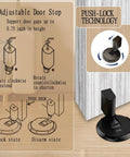 Diagram of No Magnetic Door Stopper With Mechanical Lock, Adjustable Indoor Door Holder showing installation and lock mechanism.