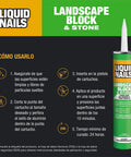 LN-905 Landscape Block Adhesive Low VOC 10 Oz Cartridge for Retaining Walls and Stonework instructions in Spanish
