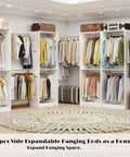 No Sweat Hella Spacious 8FT Modular Closet System Freestanding Walk-In Organizer with hanging rods and adjustable shelves.