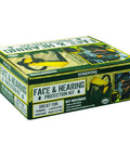 Heavy Duty Face Shield And Ear Muffs Combo With Removable Visor For Crew Job Site Protection And Yard Work PPE packaging view.