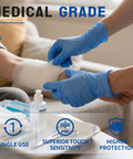 Premium Nitrile Exam Gloves 4 Mil Thick 100 Box Ripstop Power Textured Grip snug fit assisting with bandage application.