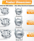 Top Shelf Heavy Duty Zinc Alloy Cable Connectors And Wire Clamps Assortment For Romex And Standard Residential Electrical Wiring, 1/2 to 1 Inch sizes.