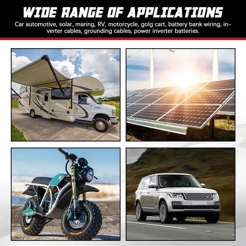 Heavy Duty 2 Awg Battery Cable Featuring Pure Copper Construction Tinned Lug Connectors And Flexible Pvc Insulation For Automotive Solar Marine applications.